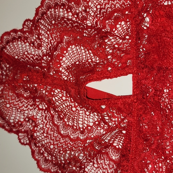 Plus Size Lingerie 4 Piece Red Lace Set, 2X - Picture 6 of 10
